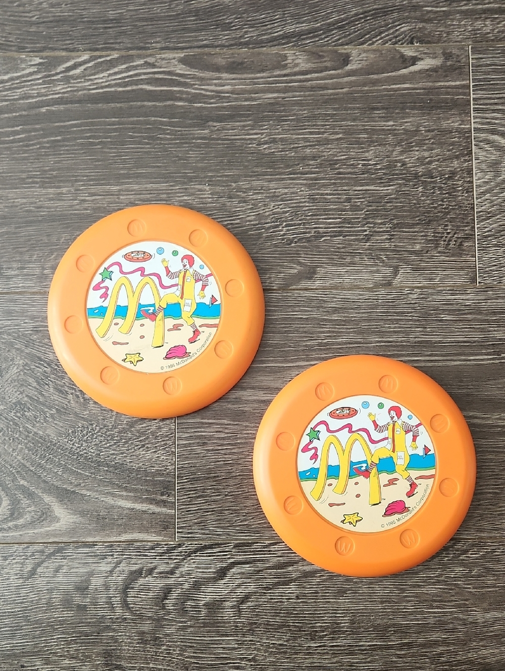 Vintage McDonald's Fun Fling Frisbees featuring Ronald McDonald's SET OF 2